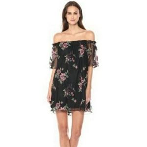 BB Dakota Embroidered Floral Off Shoulder Dress Medium